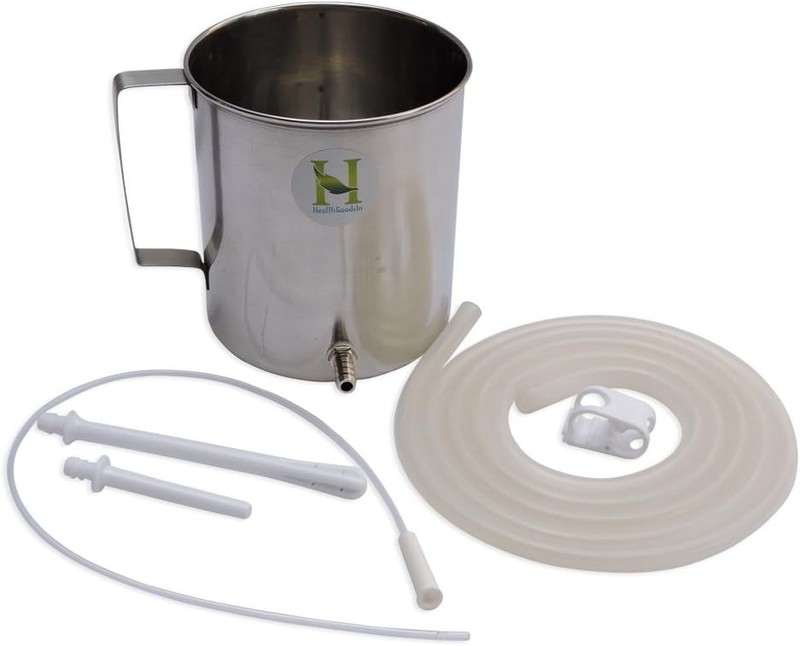 Stainless Steel Enema Bucket 1.5 Quart, Ideal for Home Coffee Silver