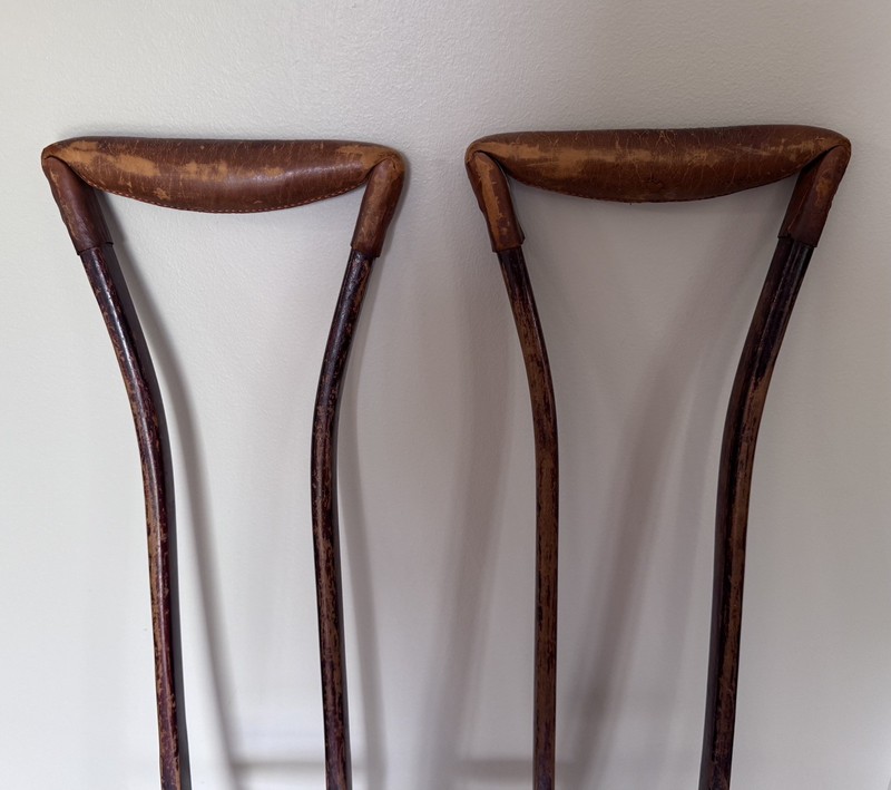 Rare Vintage Wooden Medical Crutches 53.5 inches. gallery