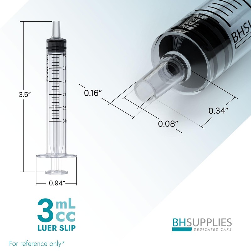 BH Supplies 3ml Luer Slip Tip Syringe - (No Needle) - Sterile, Clear gallery