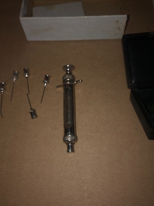 ANTIQUE RANDALL FAICHNEY GLASS/METAL HYPODERMIC SYRINGE BAY STATE gallery