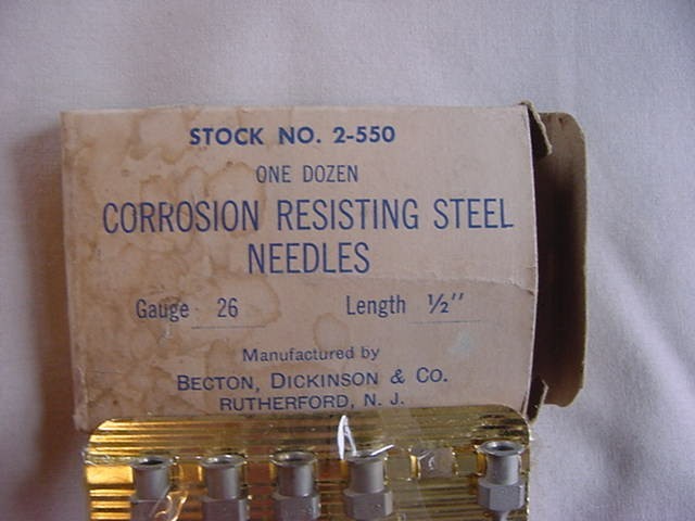 Vintage Becton Dickinson B-D, Stainless Hypodermic Needles In Box gallery