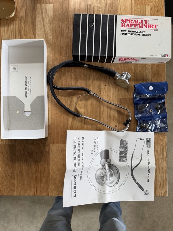 Sprague Rappaport Lab600 Stethoscope – Vintage In Box w/ Manuals & Accessories