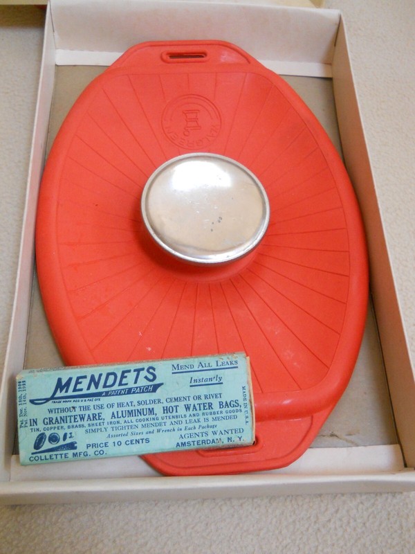 Vintage Walgreen Oval Ice Cap Bag / Mendets Rubber Mending Box gallery