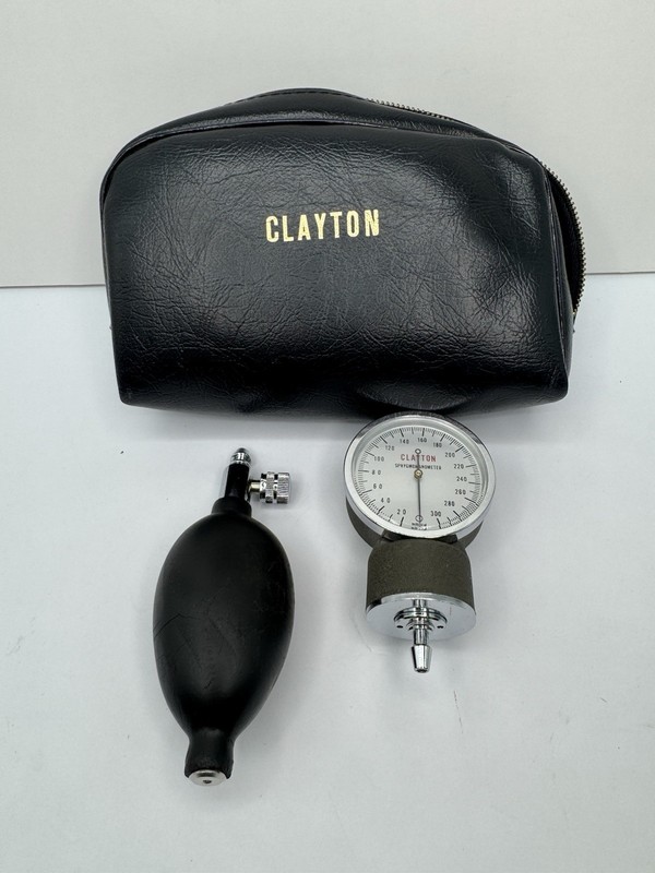 Vintage Clayton Sphygmomanometer Blood Pressure Kit w/ Case Parts