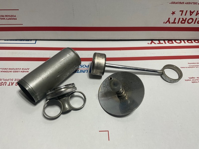 Vintage large metal irrigation syringe with nozzle - parts only gallery