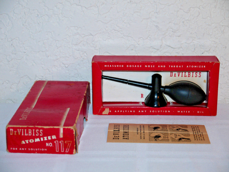 Vintage DeVilbiss Atomizer No.117 Nose/Throat Antique Quack Medicine Complete