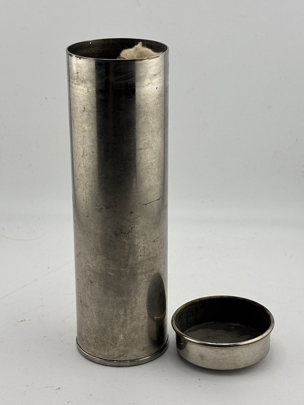 Vintage PSM Co Metal Medical Canister Cotton Applicator Holder Surgical