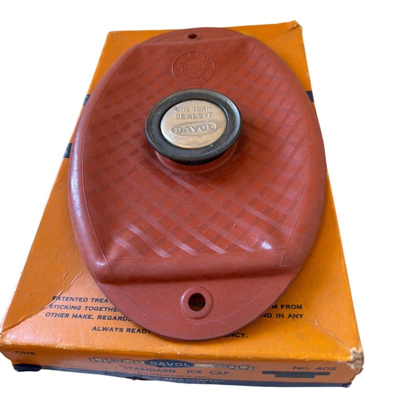 Vintage Davol Rubber Ice Cap No 402 w Box Providence RI Medical Hot Cold Bottle