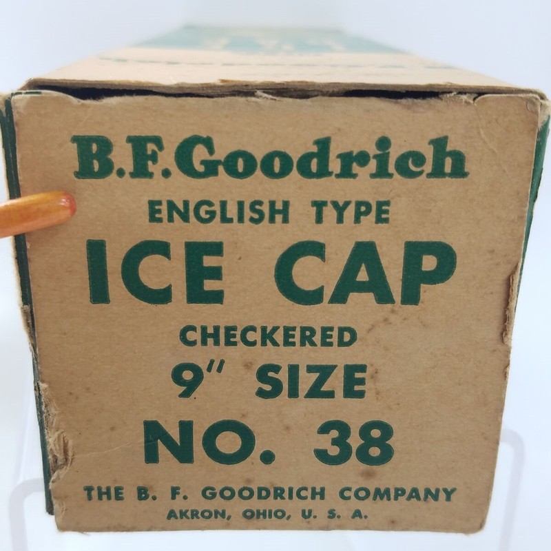 Vtg B H Goodrich Checkered Ice Cap Rubberized Fabric 9" No 38 Original Box gallery