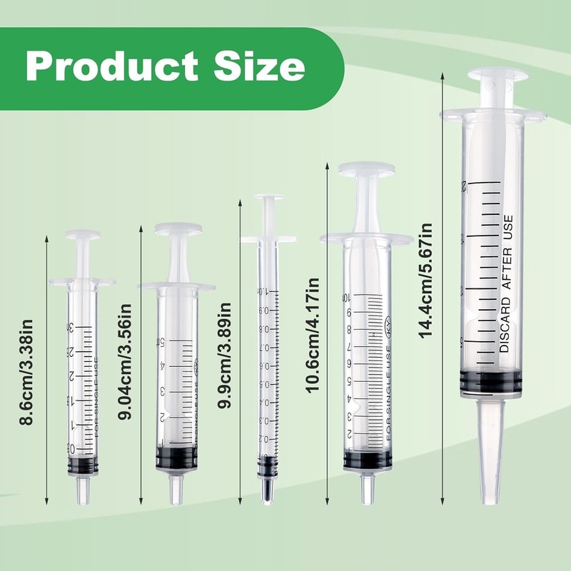 5 PCS Plastic Syringe, 1ml 3ml 5ml 10ml 20ml Feeding Syringes for Liquid, No... gallery