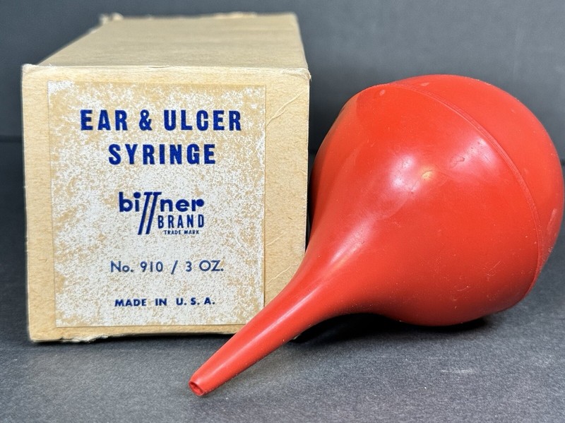 Vintage Ear & Ulcer Syringe Made In USA By Biner Brand
