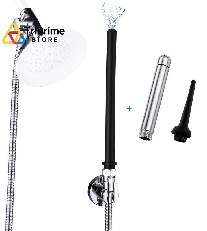 Shower Enema System with Water Control Valve, 100 Inches Hose, Chrome