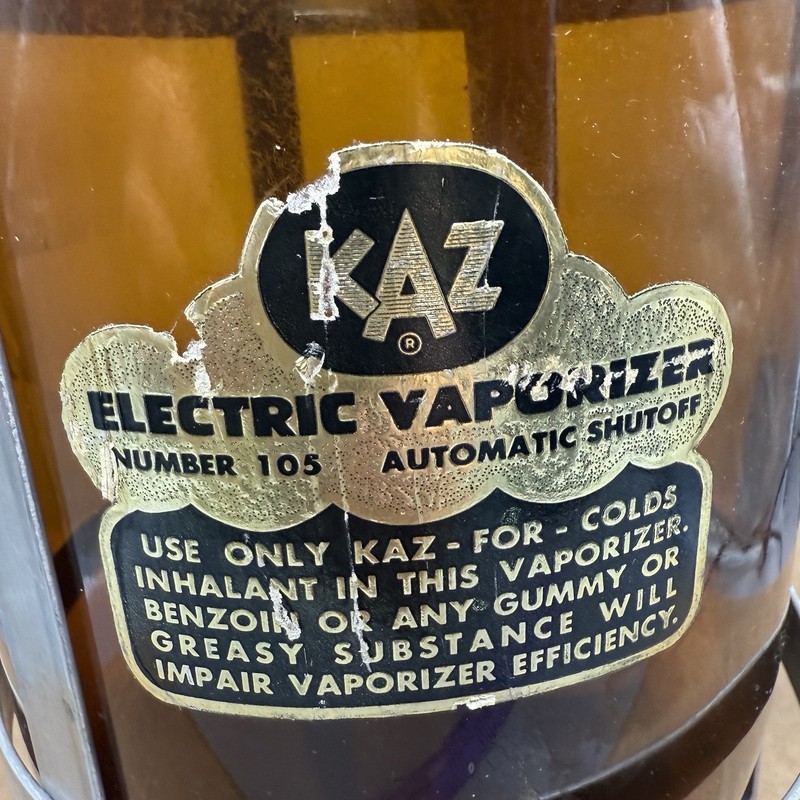 Vintage Kaz Electric Vaporizer No. 105 Tested Works Brown Glass Crackle Bottom gallery