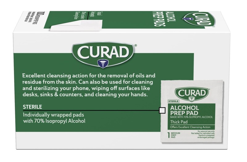 CURAD Medium Alcohol Prep Pads Sterile 2-Ply 100/Box Pack of 30 gallery