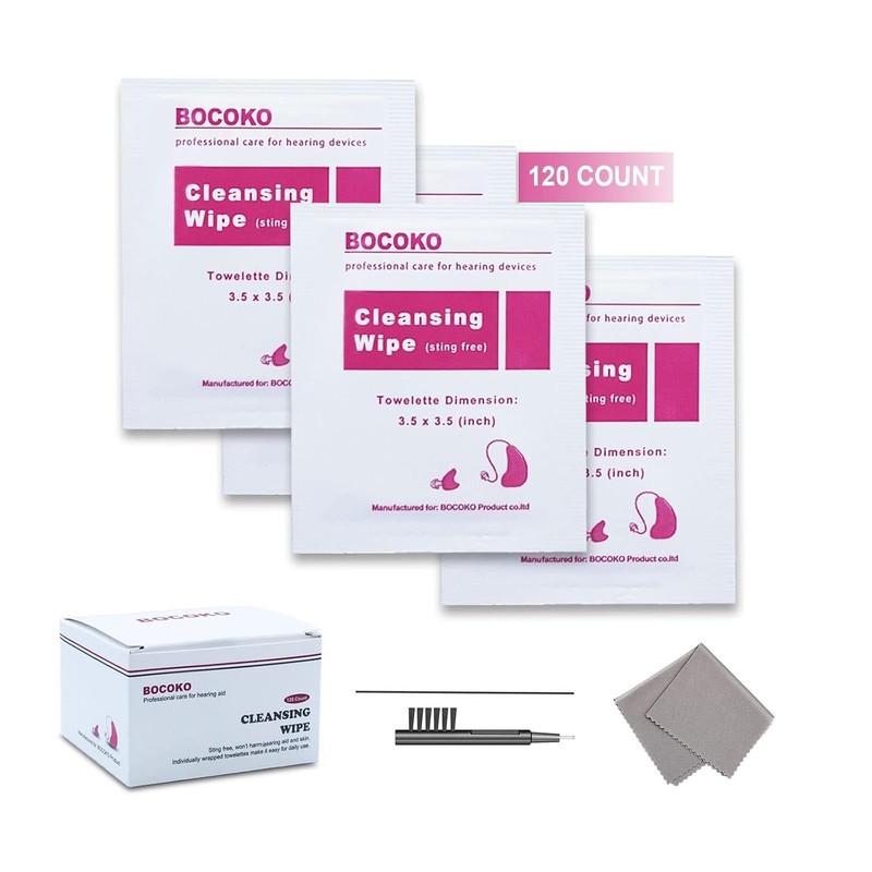 120 Count Hearing Aid Wipes Individually Packaged Cleaning Towelette with…