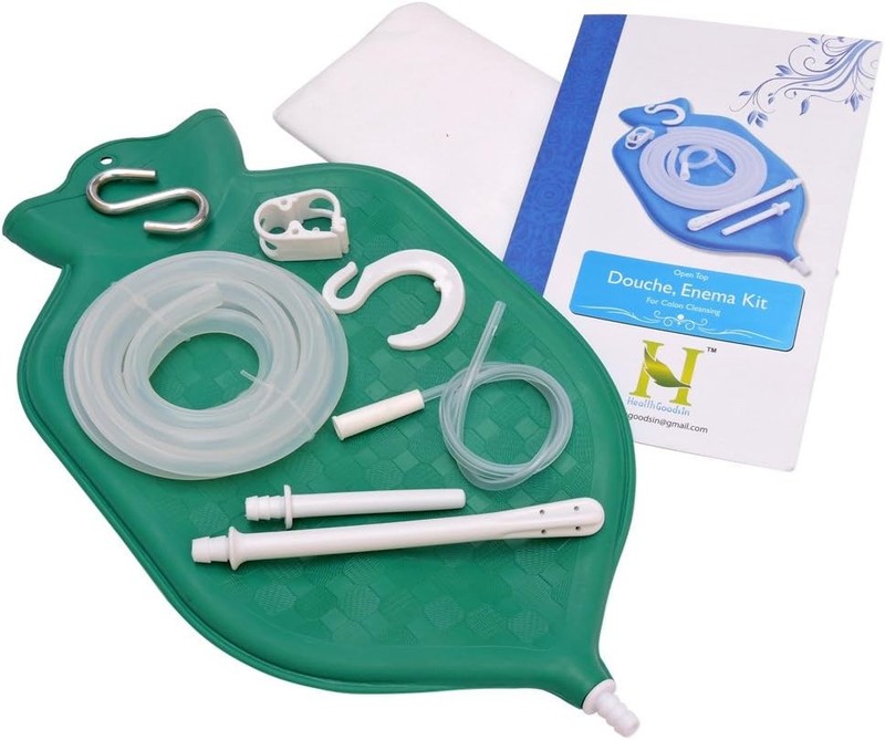 Enema Bag Kit for Colon Cleansing with Platinum Cured Silicone Hose (2 Green gallery