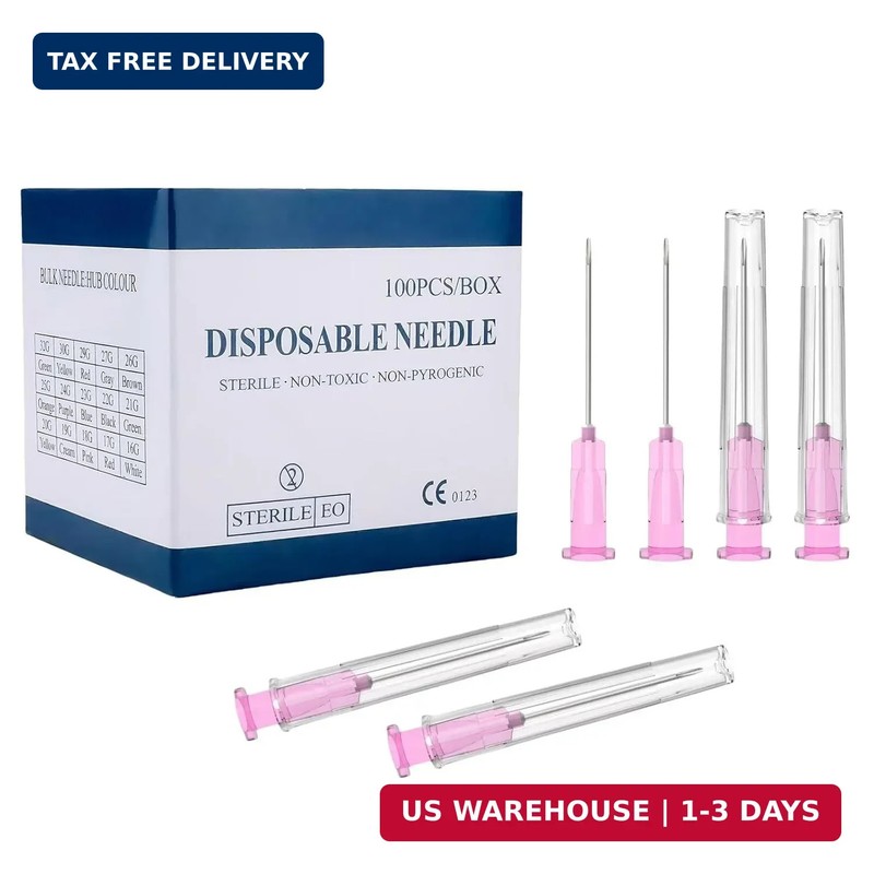 18 Gauge 1-Inch(25mm) Needle Luer Lock Lab Accessories, with Cap, Individually W