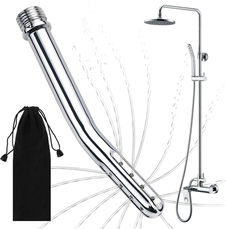 Metal Shower Cleaner Enema Douche System, Handheld Water Nozzle Silver