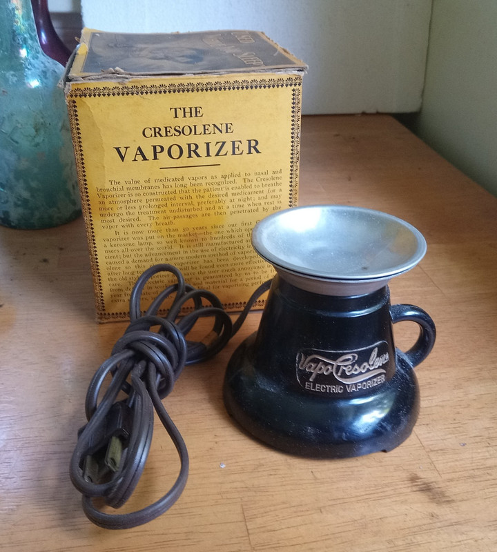 1930s VAPO CRESOLENE ELECTRIC VAPORIZER COMPLETE w/ORIGINAL PAN & BOX