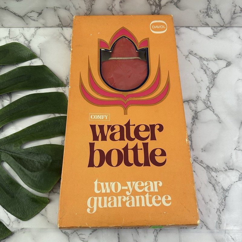 Davol Vintage 60s Comfy Water Bottle New Original Box Red Rubber No 10 Prop