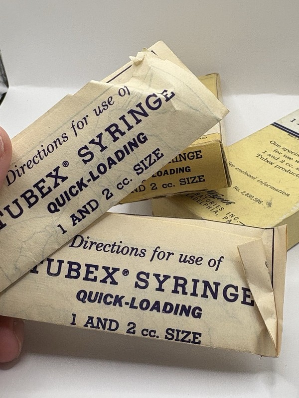 Vintage Lot 2 NOS 1970s Wyeth Tubex Stainless Steel Syringe Oddity Not For Use gallery