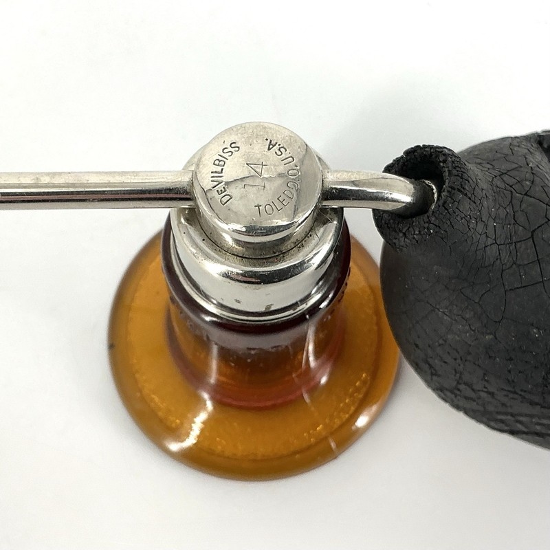 Vintage Devilbis Atomizer #14 Amber Glass Perfume Medical Throat Sprayer 1930's gallery