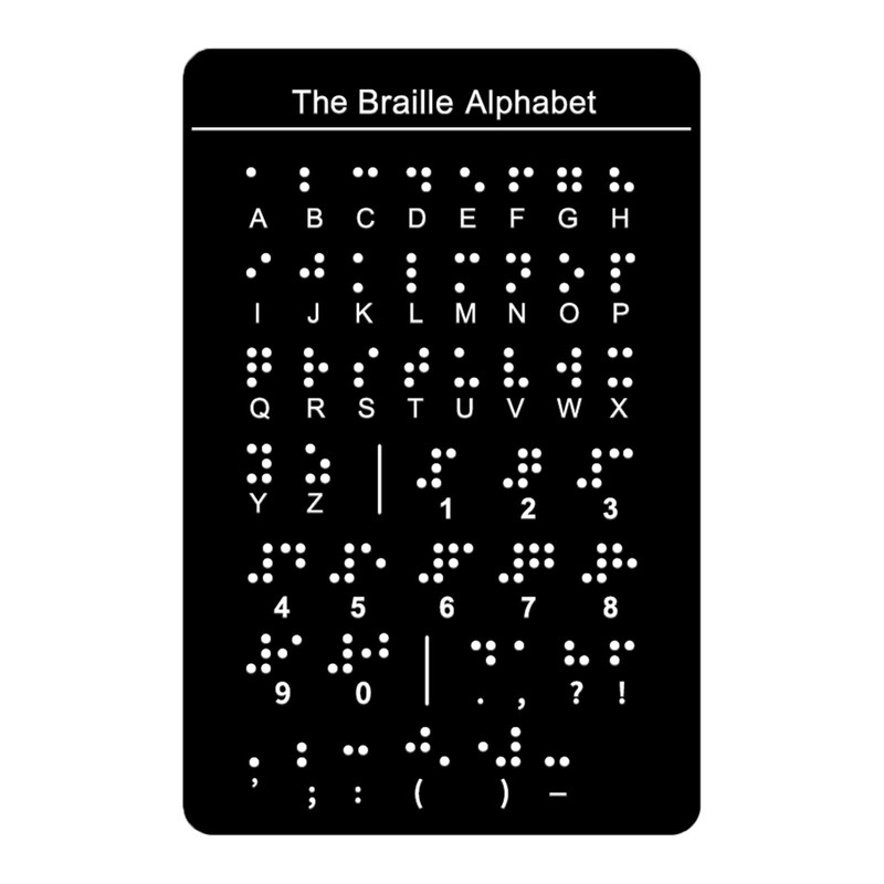 Braille Alphabet Board,Braille English with Raised Dots, Black