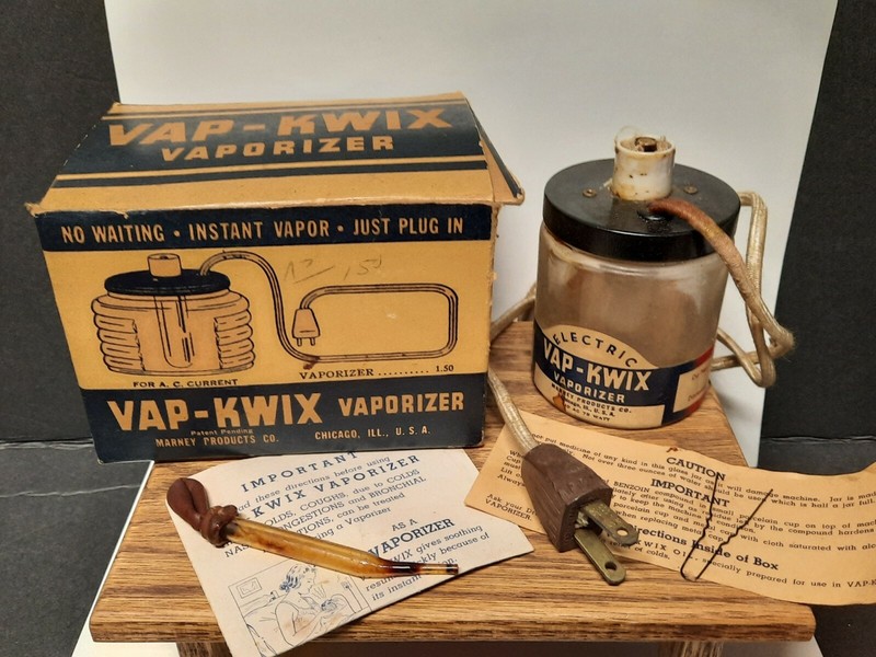 Vintage Vap-Kwix Electric Vaporizer Jar Original Box Medical Ephemera MCM