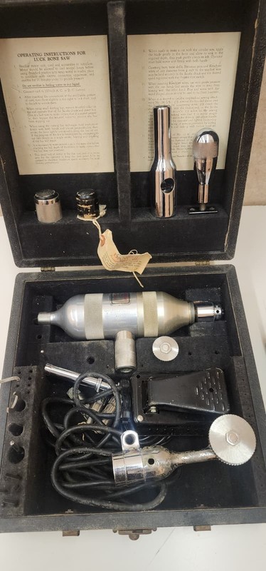 Vintage 1950 autopsy luck bone saw in a box Zimmer MFG CO. Not for medical use!