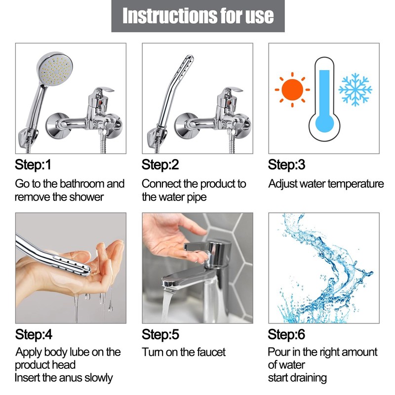 Metal Shower Cleaner Enema Douche System, Handheld Water Nozzle Silver gallery