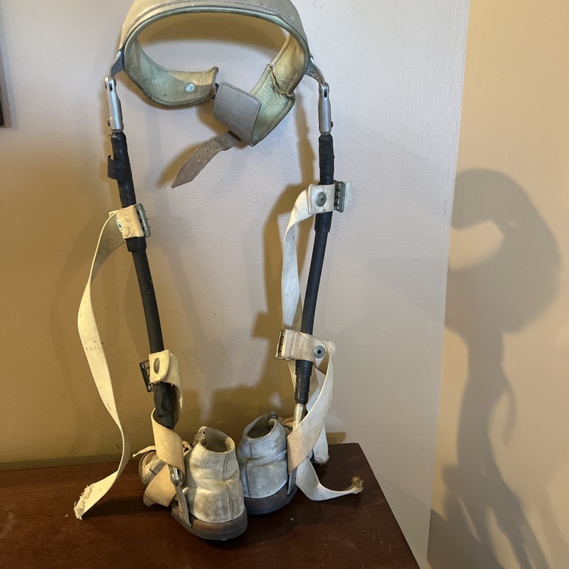 Vintage Childs Leg Braces Aluminum Metal Leather gallery