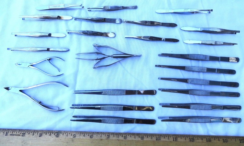 24 Vintage Tweezers Lot, Revlon, La Cross, Gem, Centurion, Pakistan, etc.