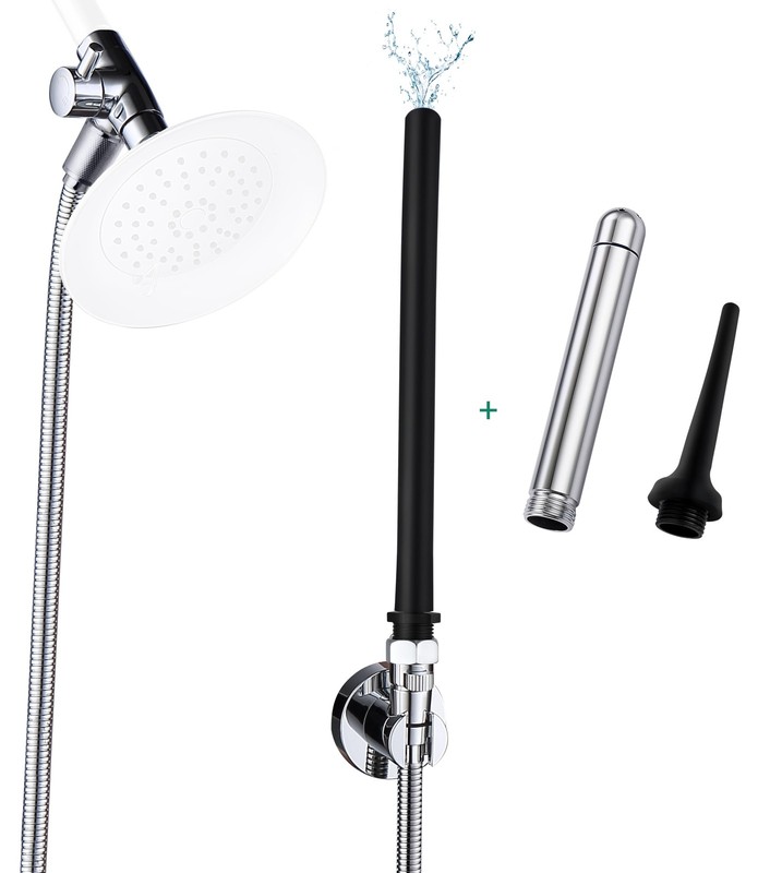 Shower Enema System with Water Control Valve, 100 Inches Hose, Chrome