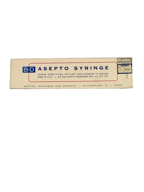 Vintage B-D Asepto Glass Syringe 1oz No 2061 w/ Box Medical Collectible gallery