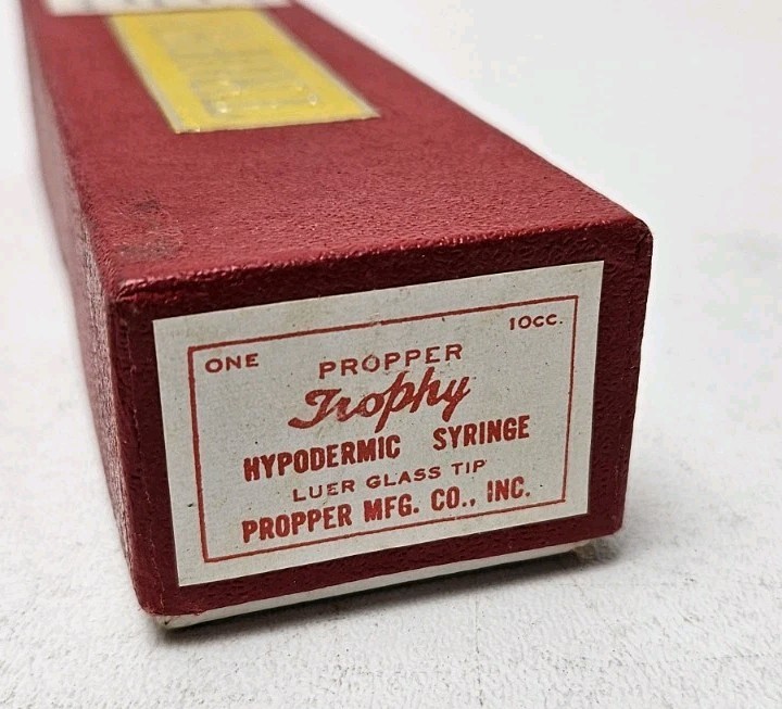 Vintage Propper Trophy Glass Hypodermic Syringe Luer Glass Tip 10cc gallery