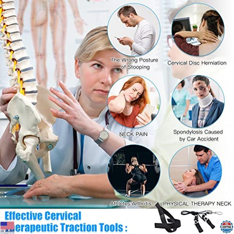 ATENTO Cervical Neck Traction Device - Over Door Spine Decompression Hammock gallery