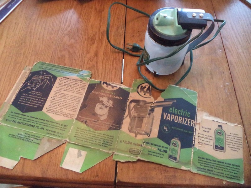 Vintage 1954 KAZ Electric Vaporizer with parts of Original Box