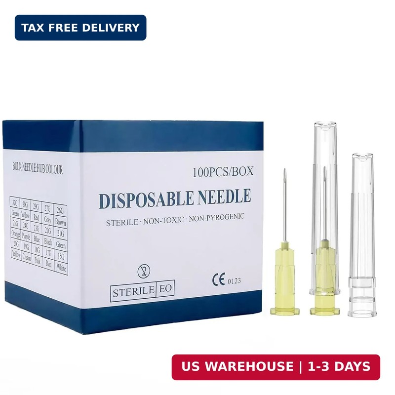 20 Gauge 1 Inch (25mm) Needle Individually Wrapped 100 PCS Luer Lock Needles Ind