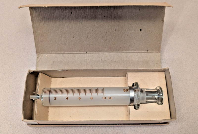 Vtg U.S.Military Luer Glass Syringe 10cc New Old Stock Civil Defense Med Ideal gallery