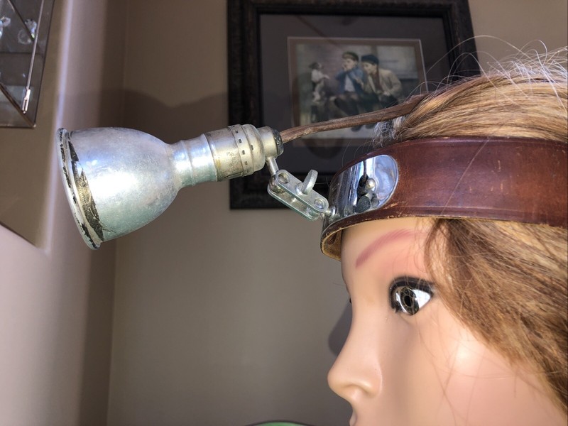 Antique Doctor’s Medical Head Lamp Flashlight Leather Headband Quack Medicine gallery