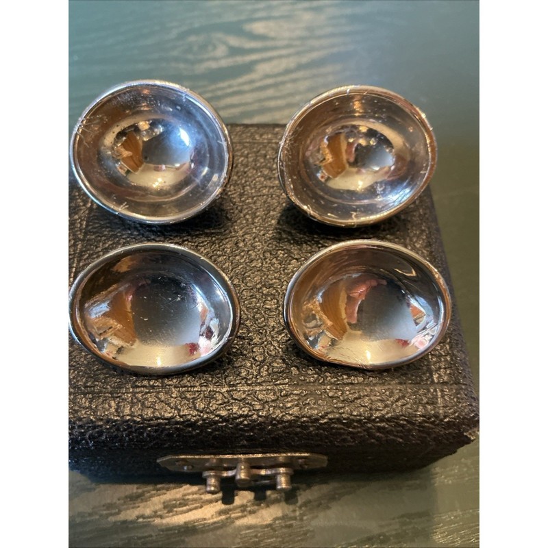 Vintage Set Of (4) Eye Shields Silver Plated w/ Original Box - Unmarked gallery