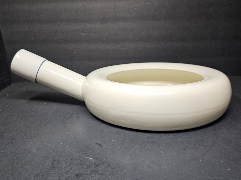 Vintage Swedish Army Hospital Enamelware Bed Pan With Steel Cap By Kockums gallery