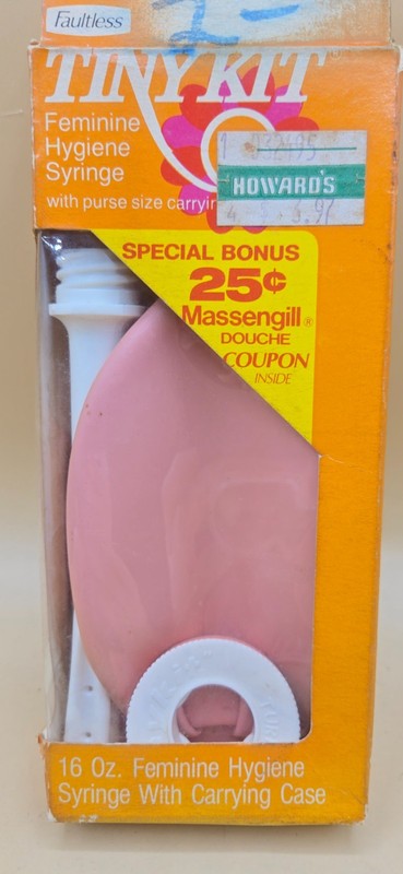 RARE VTG 70s Faultless Tiny Kit Douche 1 Syringe 16oz Original Box & Carry Bag gallery
