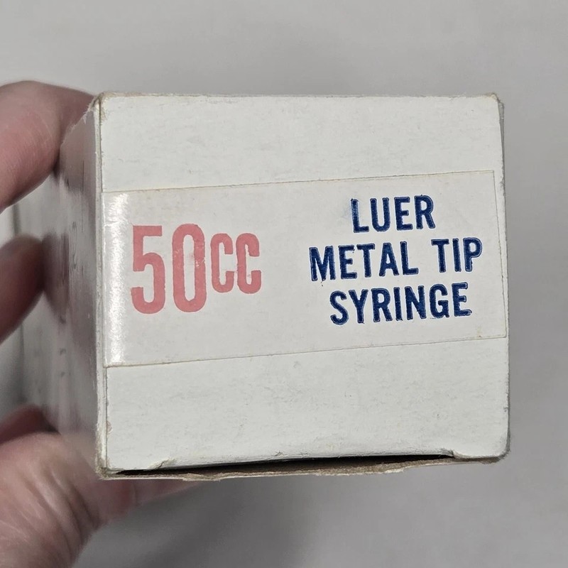 Vintage Glass Perfektum Micro-Mate Interchangeable 50cc Hypodermic Syringe + Box gallery