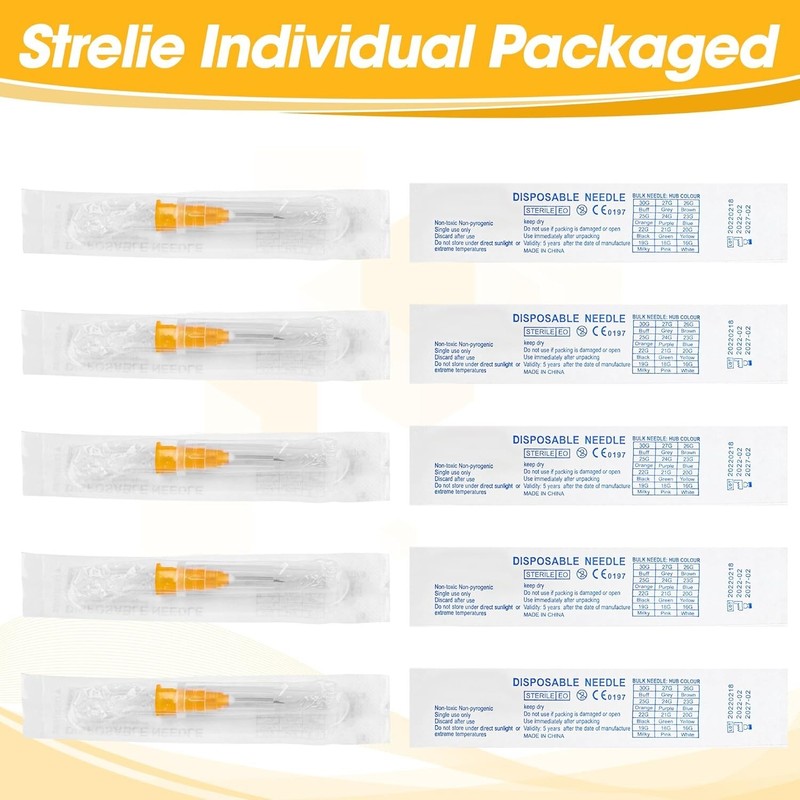 100-Pack 25G 1/2" (13mm) Industrial Needles - Individually Sealed gallery