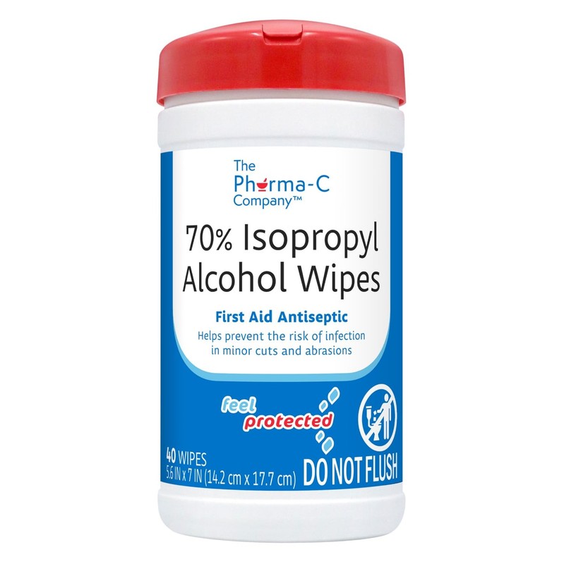 The Pharma-C Company 70% Isopropyl Alcohol Wipes [40 wipes] – IPA First Aid A…