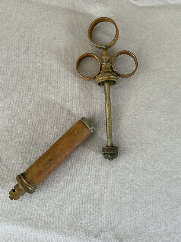 Antique Vintage Brass & Copper Medical Syringe gallery