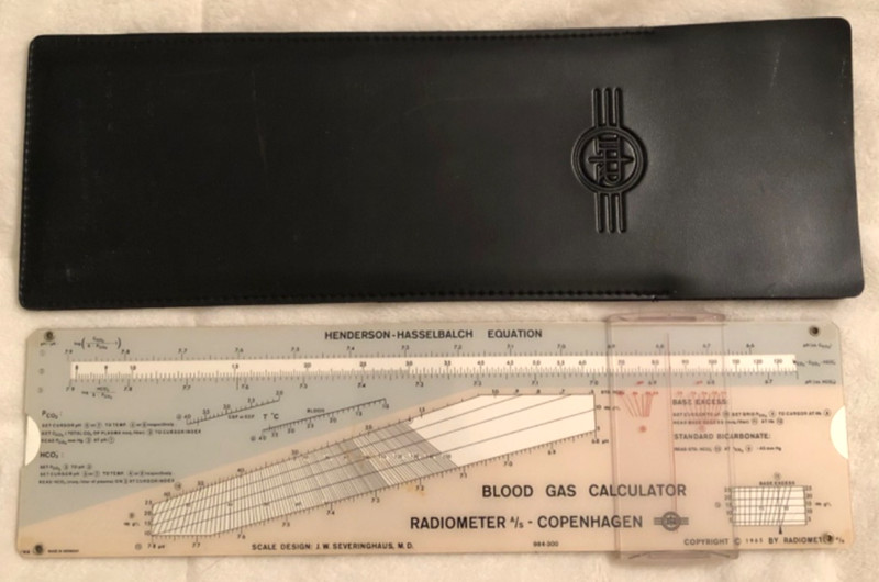 Vtg Radiometer Blood Gas Calculator Slide Rule w/ Case 1965 Germany Rare HTF