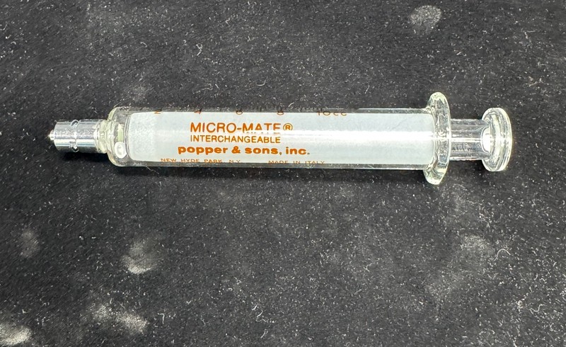 Vintage Popper & Sons Micro-Mate 10cc Multi-Fit interchangeable glass syringe