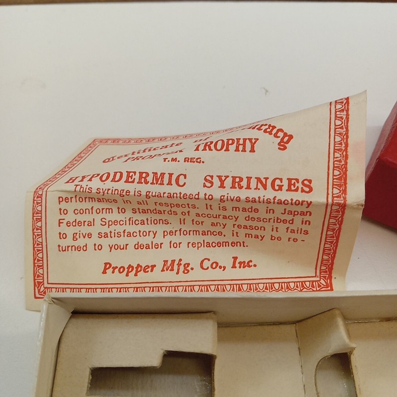 Vintage Glass Syringe Luer 2cc Original Package Propper Trophy 1960's READ gallery
